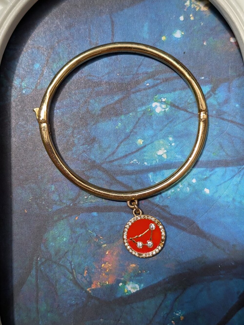 Vintage Kate Spade Capricorn Zodiac Enamel Charm Bangle Bracelet AS IS